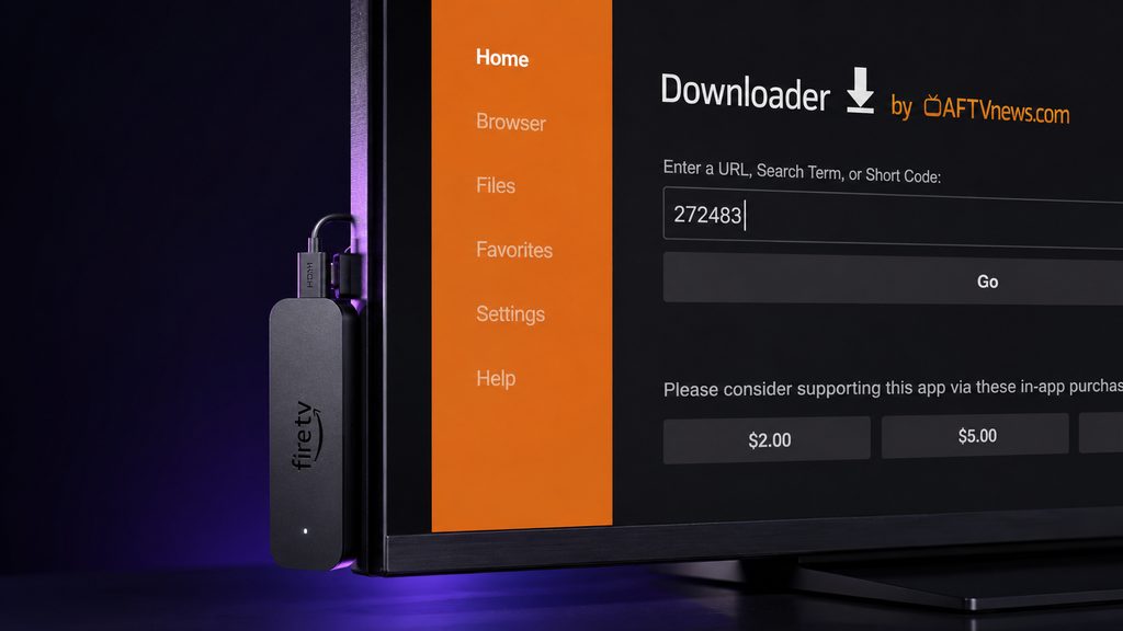 Entering an install code in the Downloader app to set up IPTV on a Fire TV Stick
