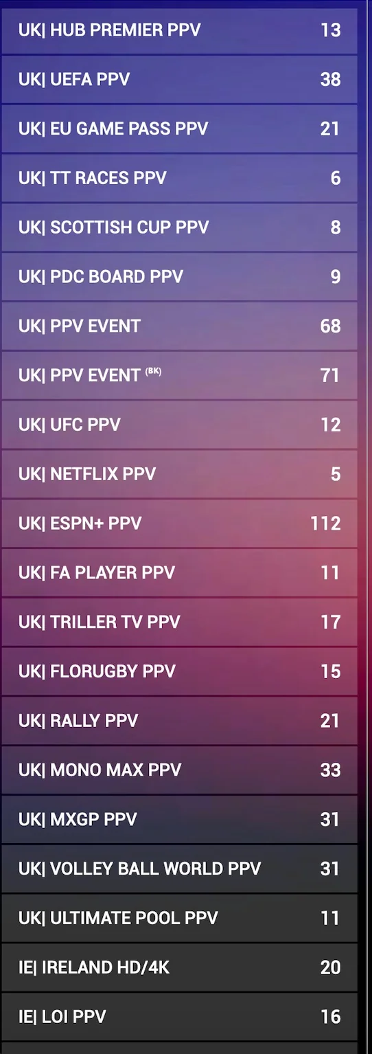 UK Specialty Sports PPV — UEFA, UFC, FloRugby, MXGP — 550+ channels